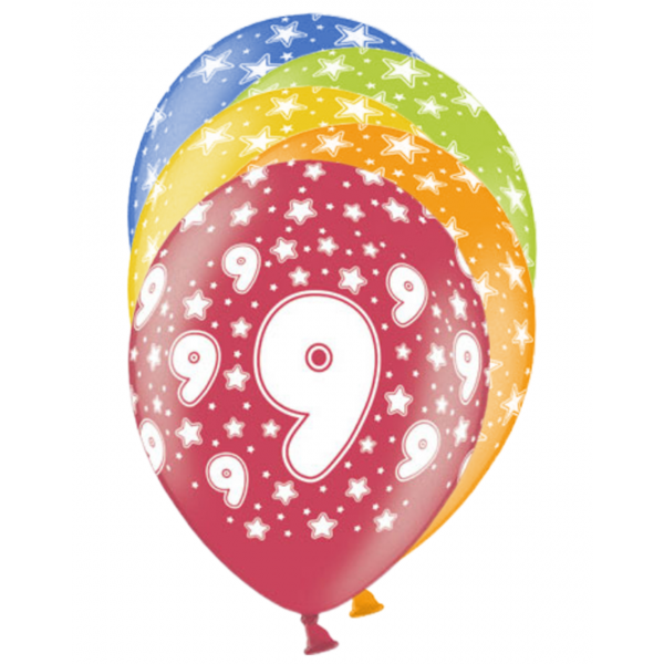 6 Motivballons - Ø 30cm - 9 Celebration