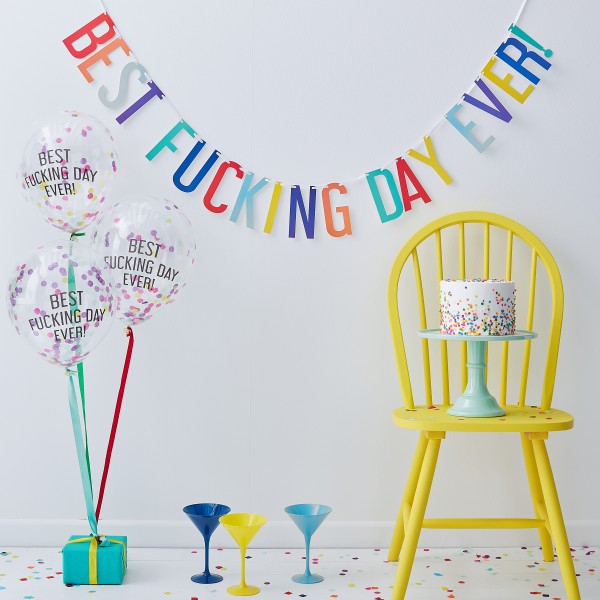 Balloons &amp; Banner - Best Fucking Day Ever Party Kit
