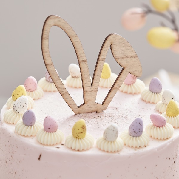 1 Cake Topper - Bunny Ears - Wooden