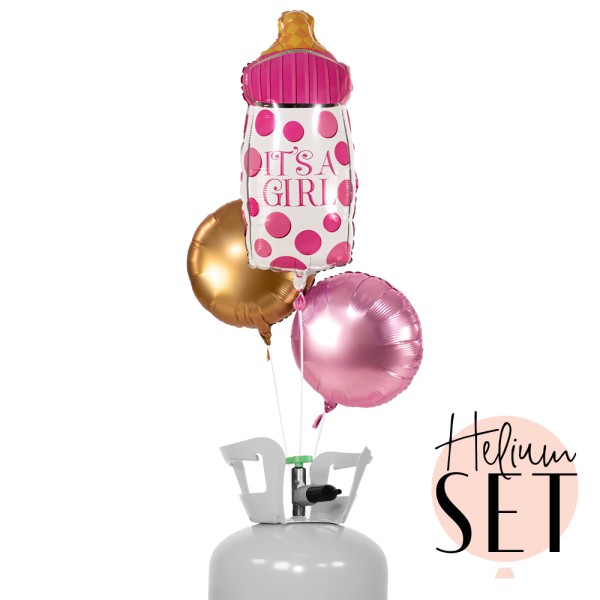 Helium Set - It is A Girl Baby Bottle