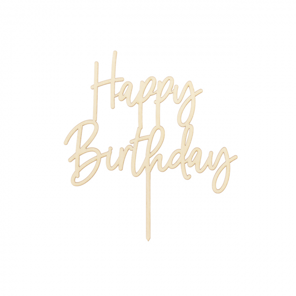 1 Cake Topper - Holz - Happy Birthday