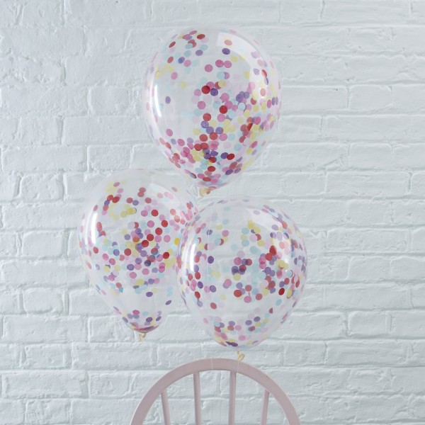 5 Balloons - Multi Colour Confetti