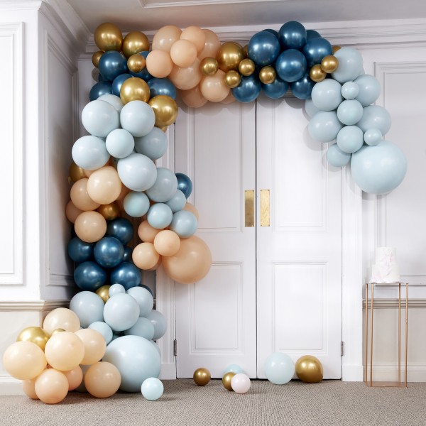 1 Balloon Arch - Large - Greens &amp; Gold Chrome