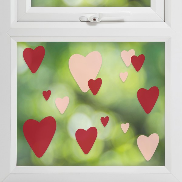 2 Window Stickers - Individual Coloured Hearts