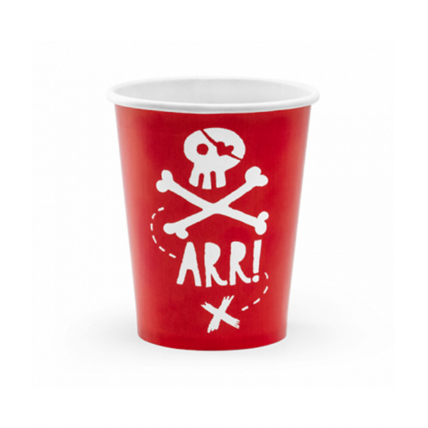 6 Pappbecher Trend - 220ml - Pirates Party