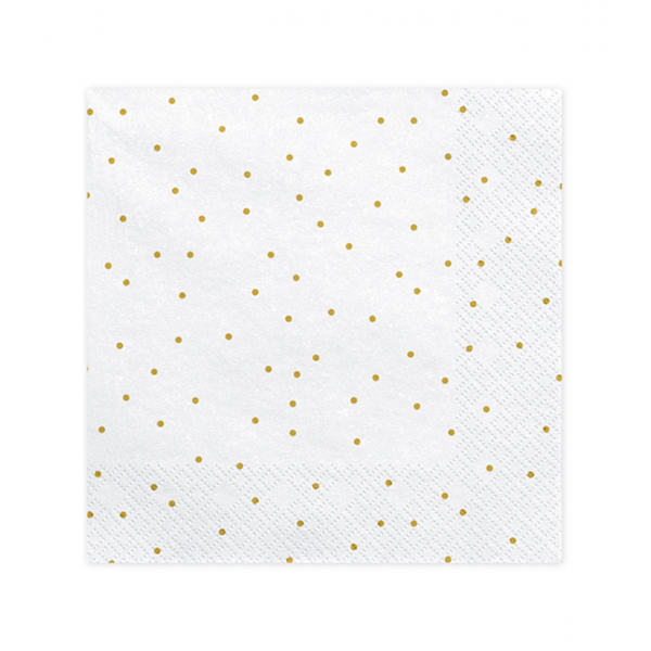 20 Servietten Trend - 33cm - White with Dots