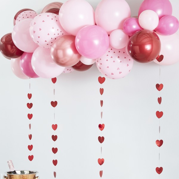 1 Balloon Garland - Red, Rose Gold and Pink