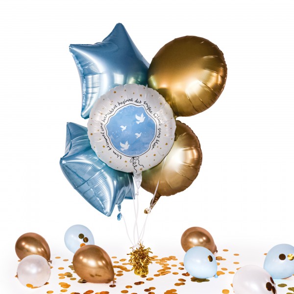 Heliumballon in a Box - Taufe Kleines großes Glück Hellblau